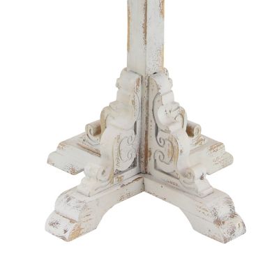 Image showing  Wood Intricately Carved Scroll Accent Table, White/Brown