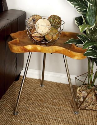 Harper & Willow Brown Teak Contemporary Accent Table, 22 in. x 27 in. x 22 in.