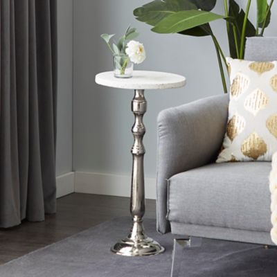 Harper & Willow Traditional Terrazzo Accent Table, Silver