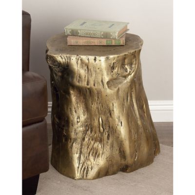 Harper & Willow Fiberglass Tree Trunk Accent Table, Gold
