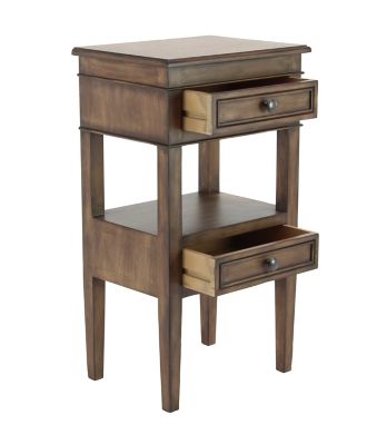 Image showing  Light Brown Wood 2 Drawers and 1 Shelf Accent Table 16" x 12" x 29"