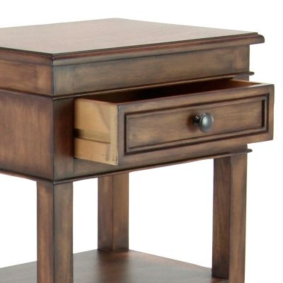 Image showing  Light Brown Wood 2 Drawers and 1 Shelf Accent Table 16" x 12" x 29"