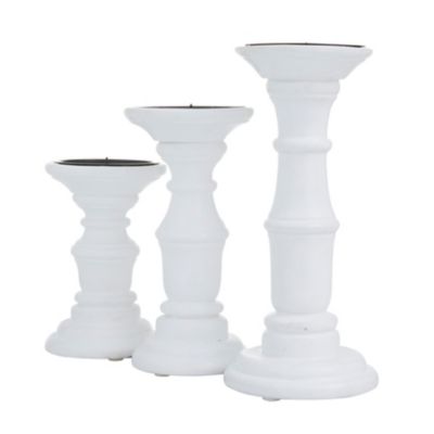 Image showing  White Wood French Country Candle Holders, White, 10 in., 8 in., 6 in., 53563