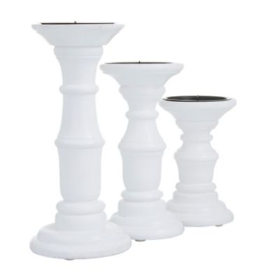 Image showing  White Wood French Country Candle Holders, White, 10 in., 8 in., 6 in., 53563