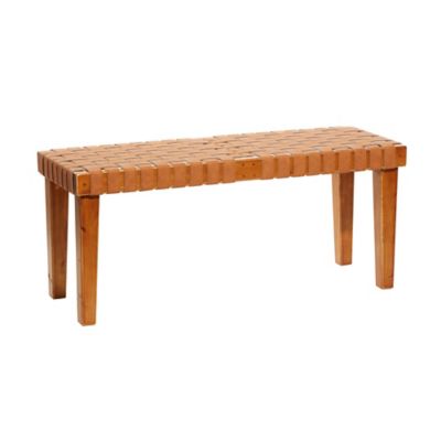 Image showing  Wood Woven Bench, 45 in. x 16 in. x 19 in., Brown