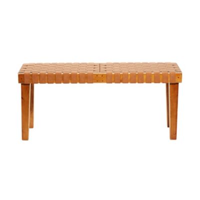 Image showing  Wood Woven Bench, 45 in. x 16 in. x 19 in., Brown