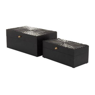 Image showing  Black Gold Contemporary Boxes, 2 pc.