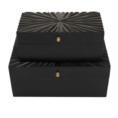 Image showing  Black Gold Contemporary Boxes, 2 pc.