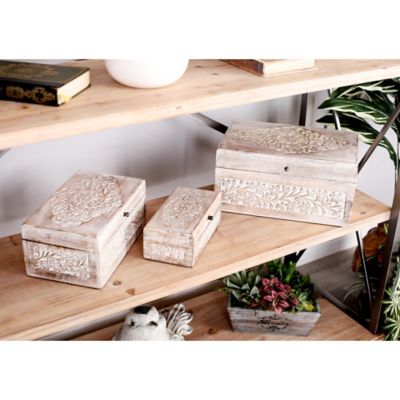 Harper & Willow Brown Mango Wood Natural Box Set, Assorted, 3 pc.