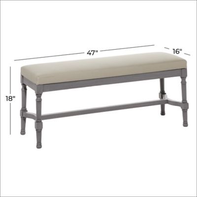 Image showing  Grey Wood and Linen Traditional Bench, 18 in. x 47 in. x 16 in.
