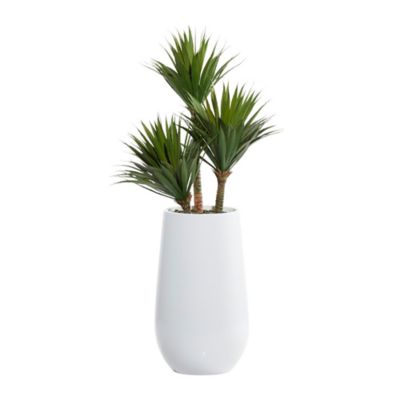 Image showing  42 in. Artificial Green Date Palm Plant with Realistic Leaves in White Fiberglass Pot