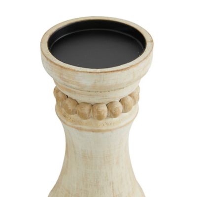 Image showing  Cream Wood Candle Holder Set of 3 12", 9", 7"H, 91846