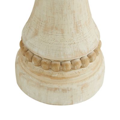 Image showing  Cream Wood Candle Holder Set of 3 12", 9", 7"H, 91846