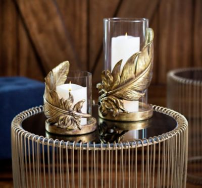 Harper & Willow 8 in. Glass Traditional Candlestick Holder, Gold