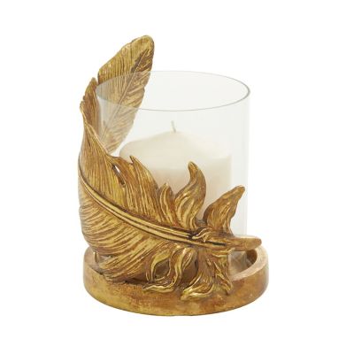 Image showing  8 in. Glass Traditional Candlestick Holder, Gold
