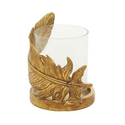 Image showing  8 in. Glass Traditional Candlestick Holder, Gold
