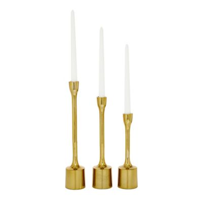 Image showing  Assorted Aluminum Candle Holders, Gold, 3-Pack