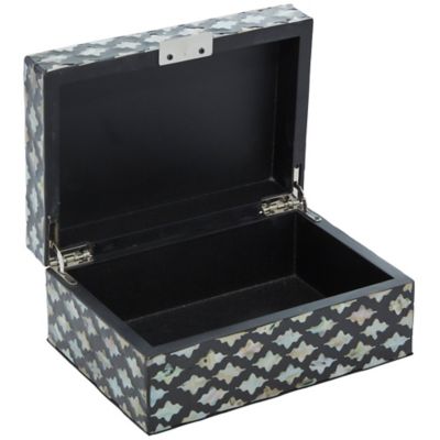 Image showing  Black Moroccan Mother of Pearl Coastal Boxes, Assorted, 2 pc.
