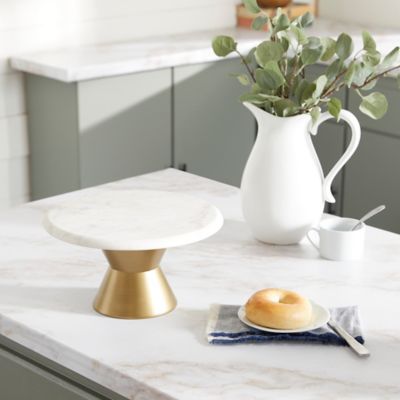 Harper & Willow Gold Marble Contemporary Cake Stand, 7 in. x 12 in. x 12 in.