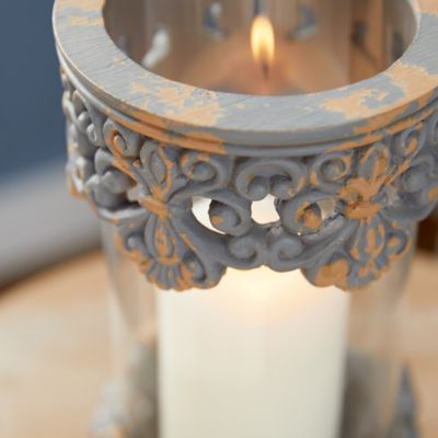 Image showing  Grey Resin Vintage Candlestick Holder, 10 in. x 5 in. x 5 in., 42906