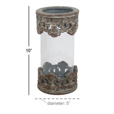 Image showing  Grey Resin Vintage Candlestick Holder, 10 in. x 5 in. x 5 in., 42906