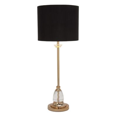 Image showing  Black Metal Buffet Lamp with Drum Shade 12" x 12" x 31"