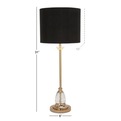 Image showing  Black Metal Buffet Lamp with Drum Shade 12" x 12" x 31"