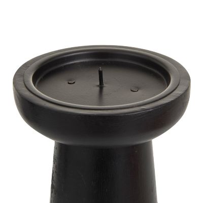 Image showing  Black Mango Wood Pillar Candle Holder, 10 in., 6 in., 8 in., 3 pc., 53581
