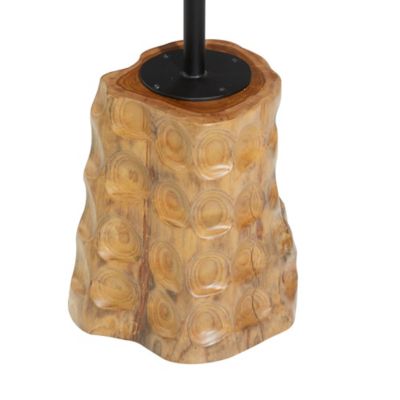 Image showing  Brown Teak Wood Handmade Live Edge Raised Tabletop Accent Table with Tree Stump Base 18 in. x 18 in. x 23 in.