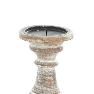 Image showing  Assorted Mango Wood Traditional Candle Holders, White, 3-Pack, 51326