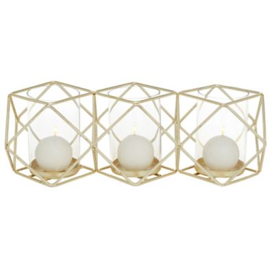Image showing  Gold Iron Modern Candlestick Holder, 5 in. x 15 in. x 5 in., 67410