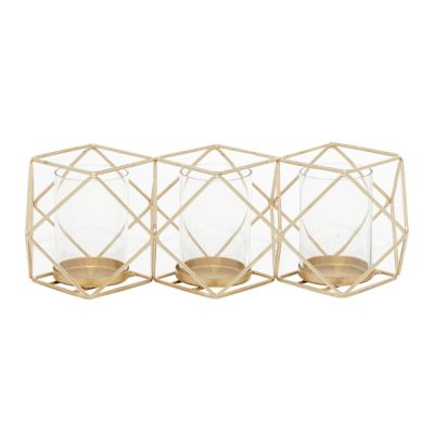 Image showing  Gold Iron Modern Candlestick Holder, 5 in. x 15 in. x 5 in., 67410