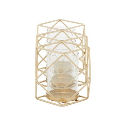 Image showing  Gold Iron Modern Candlestick Holder, 5 in. x 15 in. x 5 in., 67410