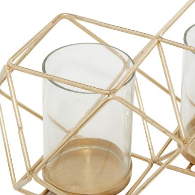 Image showing  Gold Iron Modern Candlestick Holder, 5 in. x 15 in. x 5 in., 67410