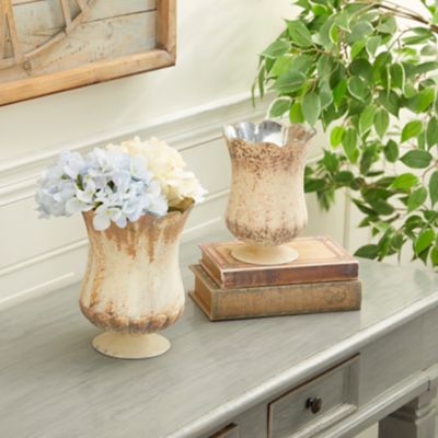 Harper & Willow Assorted Brown Glass Rustic Candle Holders, Brown, 2-Pack