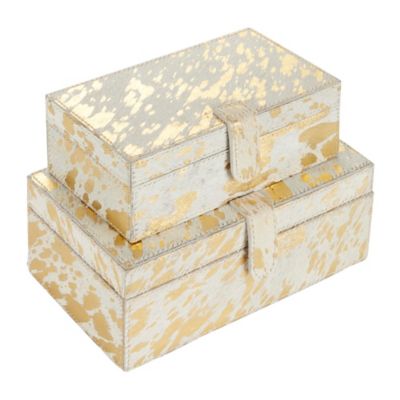 Image showing  Gold Leather Rustic Box Set, Assorted, 2 pc.