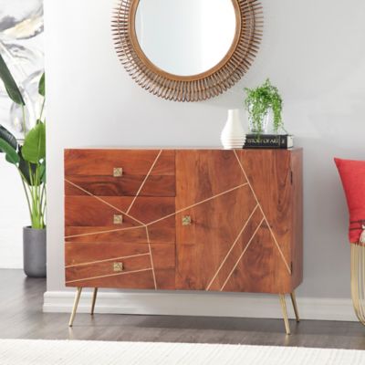 Harper & Willow Brown Metal and Wood Modern Buffet, 36 in. x 46 in. x 16 in.
