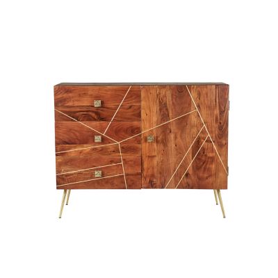 Image showing  Brown Metal and Wood Modern Buffet, 36 in. x 46 in. x 16 in.