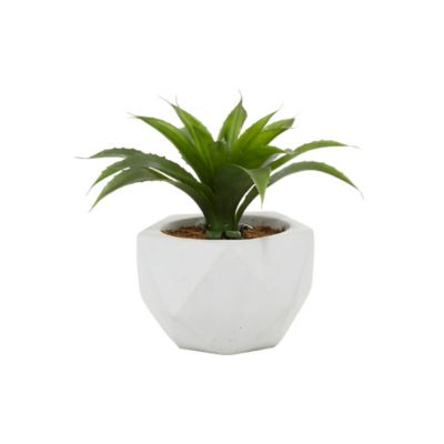 Image showing  11 in. Artificial Green Agave Plant in White Ceramic Pot