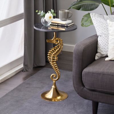 Harper & Willow Aluminum Coastal Accent Table, Gold, 80874
