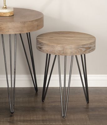 Harper & Willow Brown Wood and Metal Modern Accent Table, 19 in. x 16 in. x 16 in.