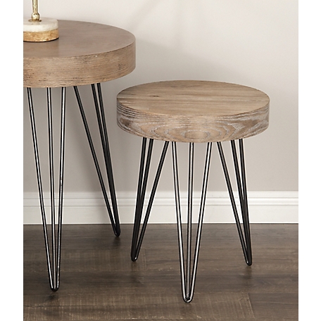 Harper & Willow Brown Wood and Metal Modern Accent Table, 19 in. x 16 in. x 16 in.