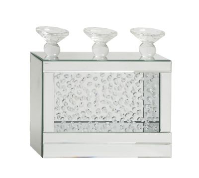 Image showing  Silver Wood Glam Candlestick Holder, 15 in. x 16 in. x 4 in., 87328