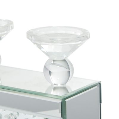 Image showing  Silver Wood Glam Candlestick Holder, 15 in. x 16 in. x 4 in., 87328