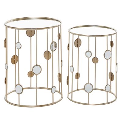 Image showing  Gold Metal Contemporary Accent Tables, 18 in., 20 in., 2 pc.