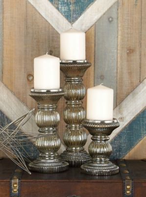 Harper & Willow Clear Glass Traditional Candle Holders, 6 in., 9 in., 12 in., 3 pc., 24648