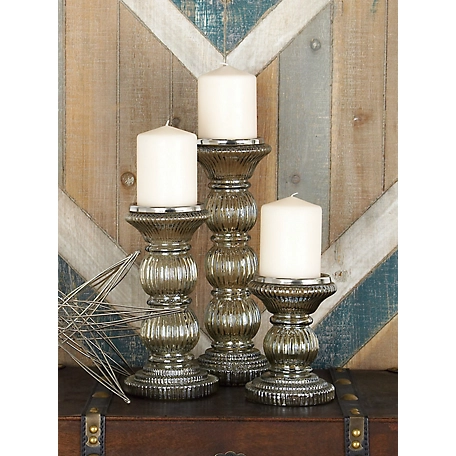 Harper & Willow Clear Glass Traditional Candle Holders, 6 in., 9 in., 12 in., 3 pc., 24648