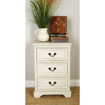 Harper & Willow 3-Drawer Traditional Wood Accent Table, 25 in. x 17 in. x 14 in., Cream
