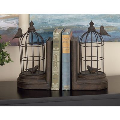 Harper & Willow Black Metal Farmhouse Birdcage Bookends, 6 in. x 10 in., 2-Pack