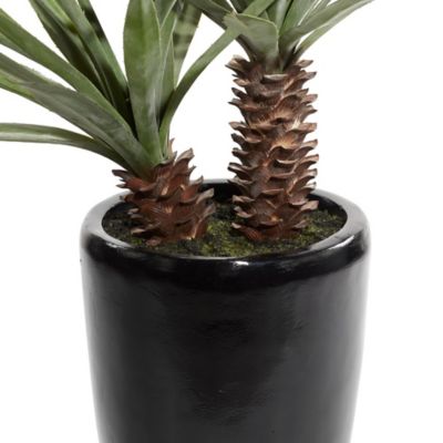 Image showing  37 in. Artificial Green Dracaena Plant with Realistic Leaves in Black Fiberglass Pot